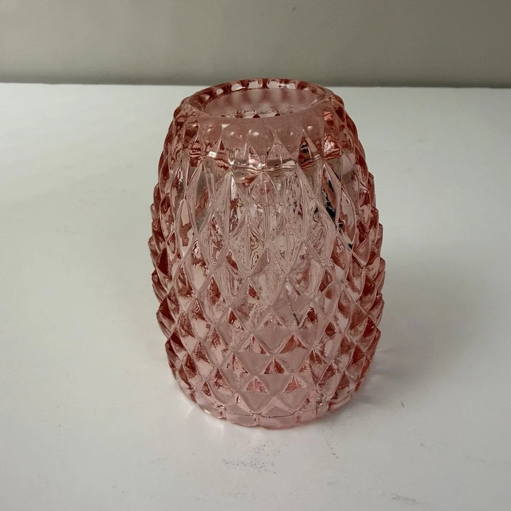 Vintage Pink Diamond Pineapple Fairy Lamp Shade Top Brooke Crescent Style Glass